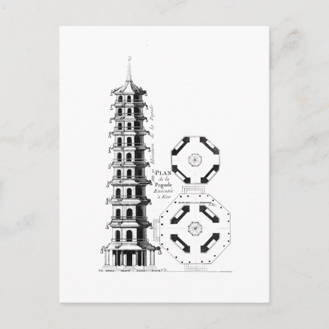 Plan der Pagoda in Kew, von 'Jardins Anglo-Chi Postkarte (Vorderseite)