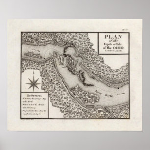 Plan der Rapids oder der Fälle des Ohios Poster