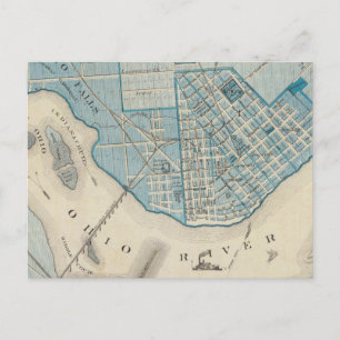 Plan der Stadt Jeffersonville und Umgebung Postkarte