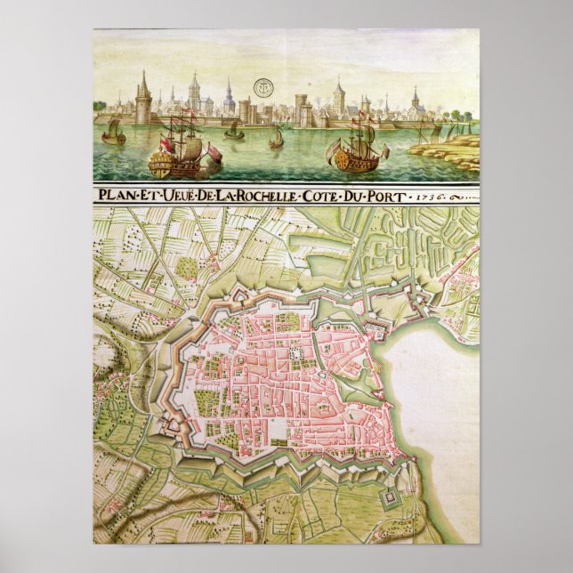 Plan der Stadt La Rochelle, 1736 Poster (Vorne)