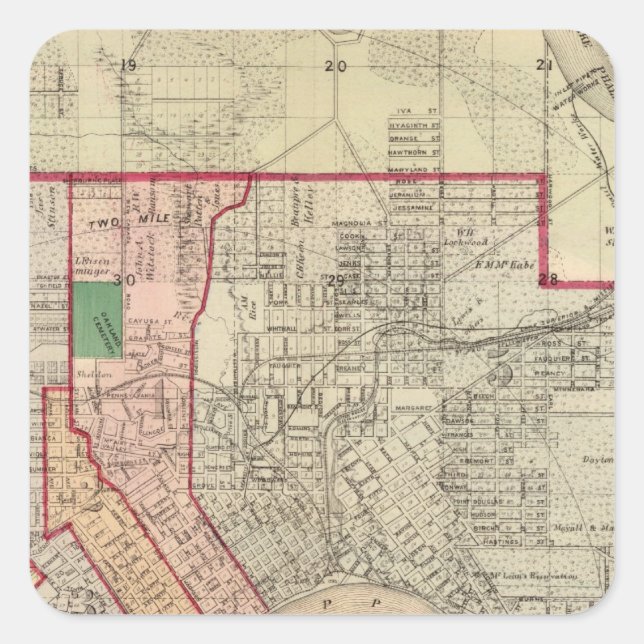 Plan der Stadt St. Paul und Vicinity Quadratischer Aufkleber (Vorderseite)
