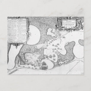 Plan der Stadt und des Hafens von Cartagena Postkarte