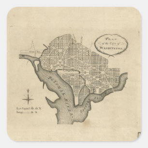 Plan der Stadt Washington D.C. (1794) Quadratischer Aufkleber