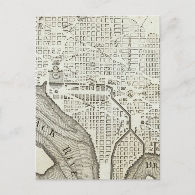 Plan der Stadt Washington Postkarte (Vorderseite)