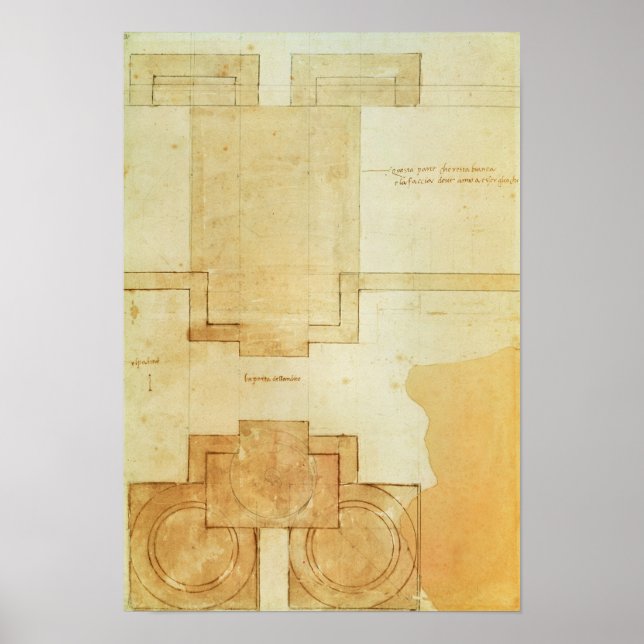 Plan der Trommel der Kuppel der Kirche Poster (Vorne)