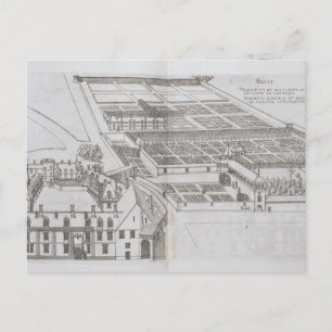 Plan der umzäunten Gärten und des Schlosses von Ga Postkarte