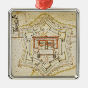 Plan der Zitadelle von Mailand Silbernes Ornament