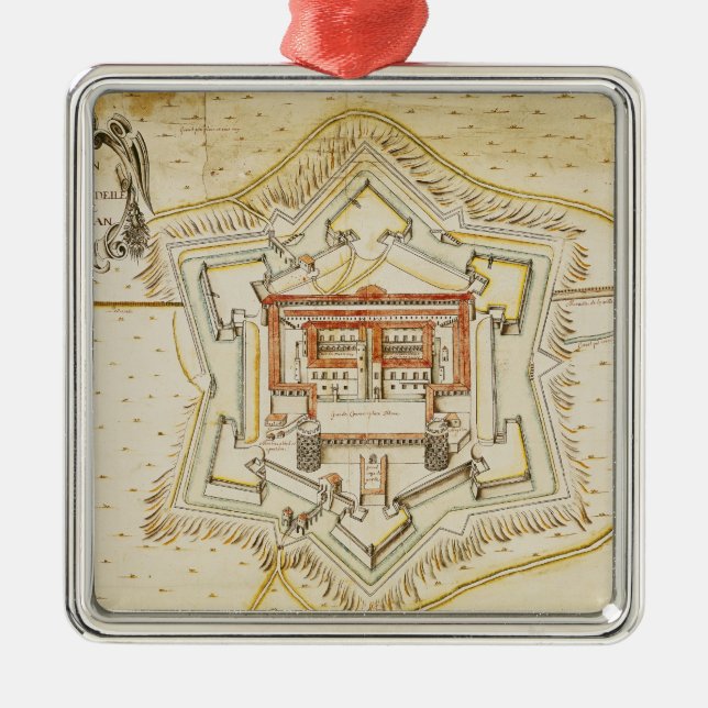 Plan der Zitadelle von Mailand Silbernes Ornament (Vorne)