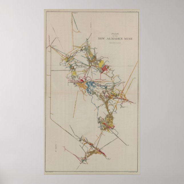 Plan des Bergwerks Almaden Poster (Vorne)