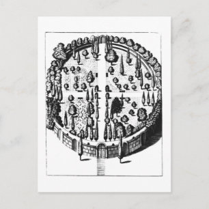 Plan des botanischen Gartens an der Universität Postkarte