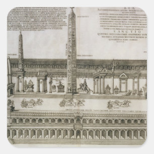 Plan des Circus Maximus, Rom, graviert durch Quadratischer Aufkleber