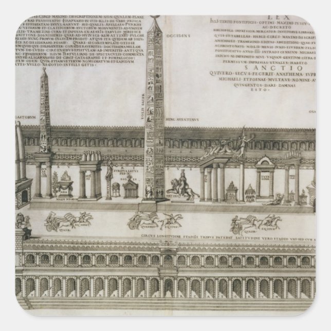 Plan des Circus Maximus, Rom, graviert durch Quadratischer Aufkleber (Vorderseite)