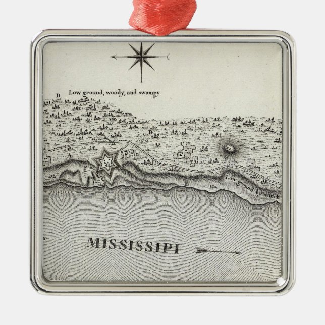 Plan des Fort-Baton Rouge Silbernes Ornament (Vorne)