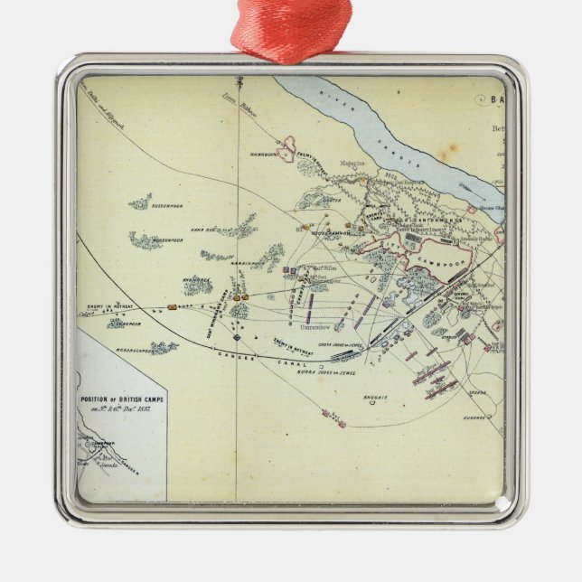 Plan des Kampfes von Cawnpoor Ornament Aus Metall (Vorne)