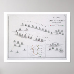 Plan des Kampfes von Kap-St. Vincent, 14. Febru Poster