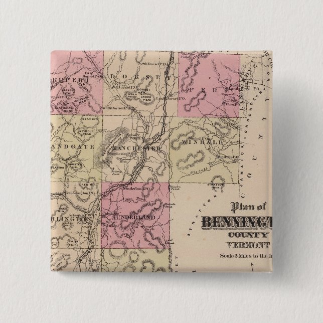 Plan des Landkreises Bennington, Vermont Button (Vorderseite)