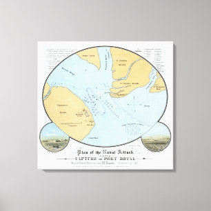 Plan des Marineangriffs und der Gefangennahme des Leinwanddruck