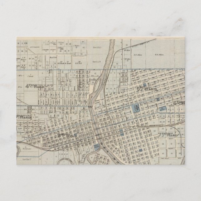 Plan des Moines, Landkreis Polk, Iowa Postkarte (Vorderseite)