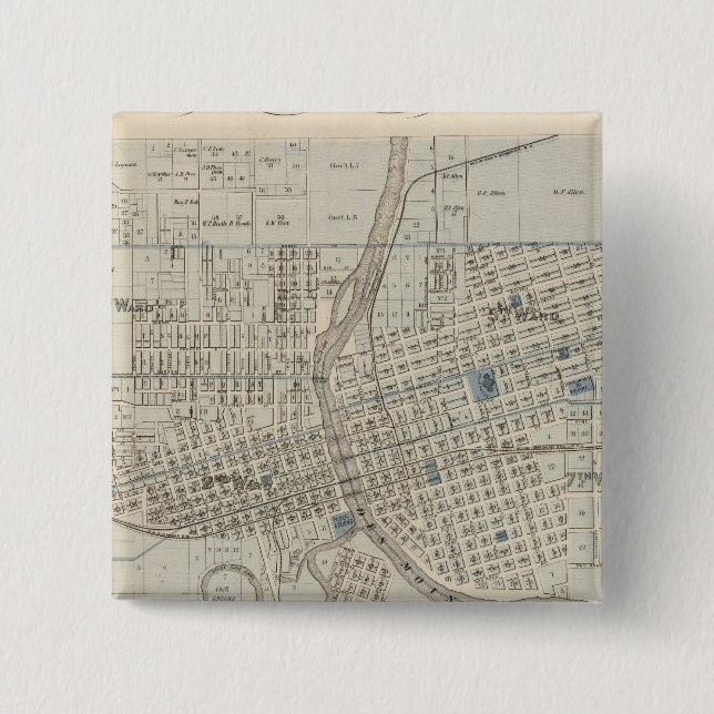 Plan des Moines, Polk Landkreis, Iowa Button (Vorderseite)