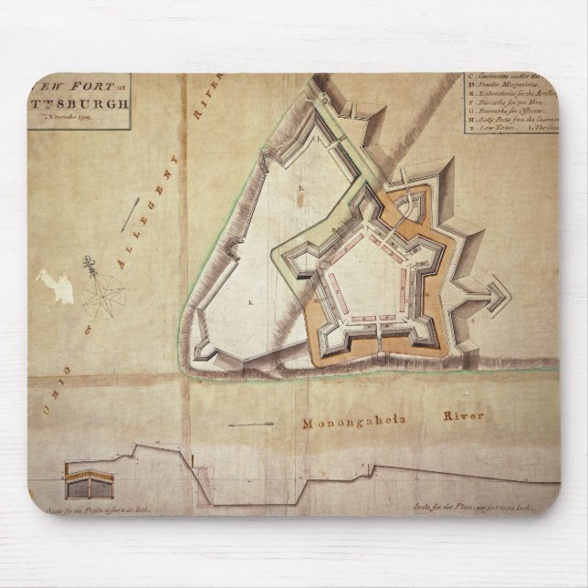 Plan des neuen Forts in Pittsburgh Mousepad (Vorne)