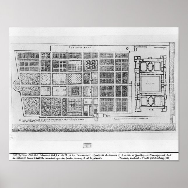 Plan des Palastes und des Gartens der Tuilerien Poster (Vorne)