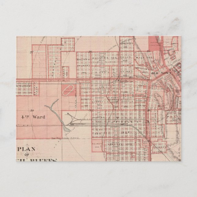 Plan des Rates Bluffs, Pottawattamie Co Postkarte (Vorderseite)