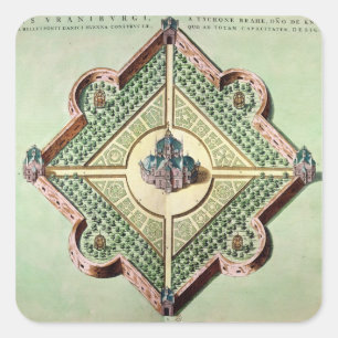 Plan des Schlosses und des Observatoriums Quadratischer Aufkleber