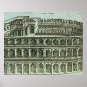 Plan des Theaters von Marcellus, Rom, 1558 (engr Poster
