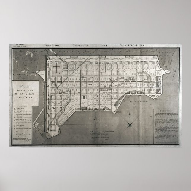 Plan Directeur de la Ville des Cayes, 1789 Poster (Vorne)