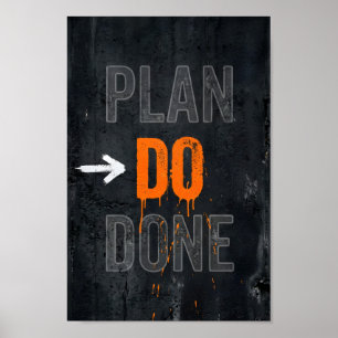 Plan Do Done motivierende Produktivitäts-Textkunst Poster