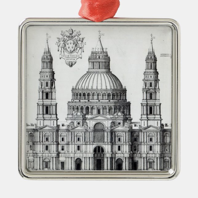 Plan für St Peter, Rom, 1539 Silbernes Ornament (Vorne)