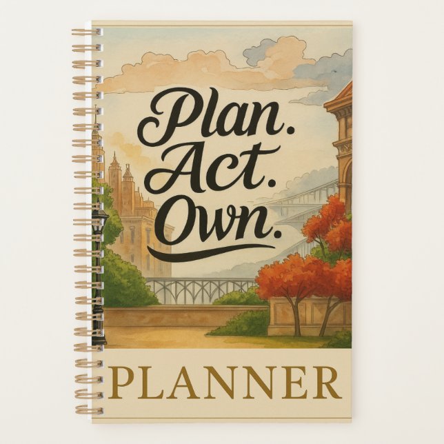 PLAN. HANDELN. BESITZEN.” Ein Spirit-Wired™  Planer (Vorderseite)