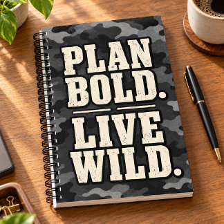 Plan Mutig Lebe Wild Holzkohle-Tarnung Planer