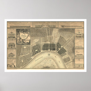 Plan New Orleans 1815 Poster