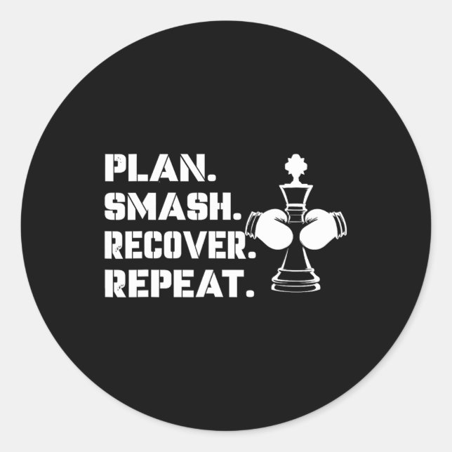Plan. Smash. Recover. Repeat.' - Chess Boxing  Runder Aufkleber (Vorderseite)