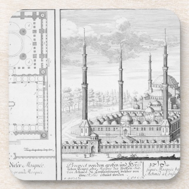 Plan und Ansicht der blauen Moschee (1609-16), Getränkeuntersetzer (Vorderseite)