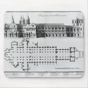 Plan und Aufzug von Cluny Abtei Mousepad