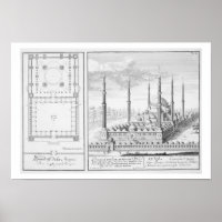 Plan und Aussicht auf die Blaue Moschee (1609-16),