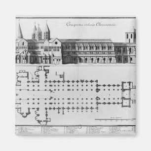 Plan und Höhe der Abtei von Cluny Magnet