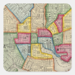 Plan von Baltimore Quadratischer Aufkleber