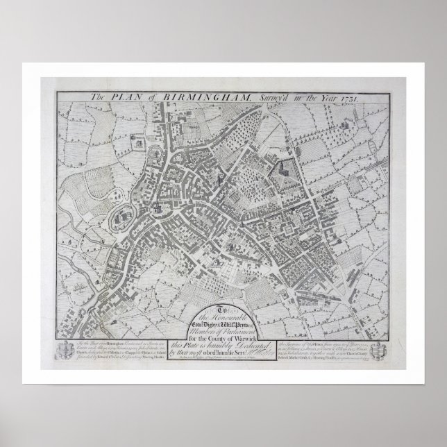 Plan von Birmingham, 1731, veröffentlicht 1789 (Gr Poster (Vorne)