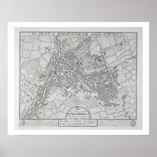 Plan von Birmingham, 1731, veröffentlicht 1789 Poster