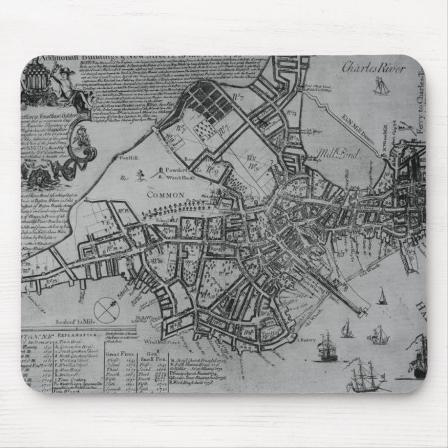 Plan von Boston, Neu-England, 1739 Mousepad (Vorne)