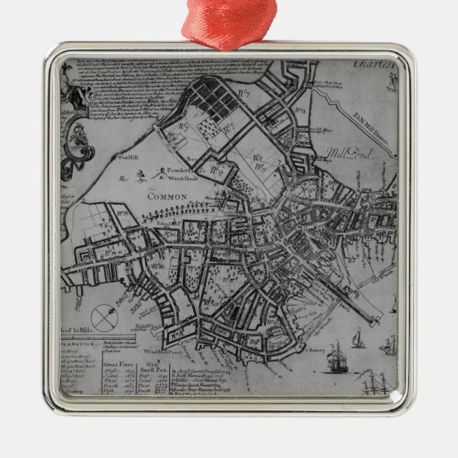 Plan von Boston, Neu-England, 1739 Ornament Aus Metall (Vorne)