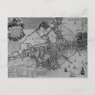 Plan von Boston, New England, 1739 Postkarte