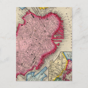 Plan von Boston Postkarte