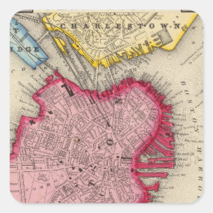Plan von Boston Quadratischer Aufkleber