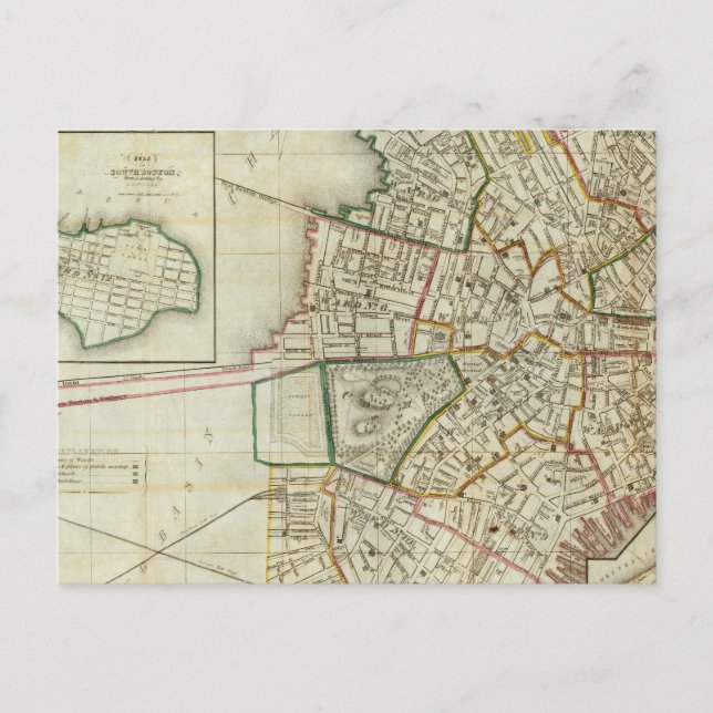 Plan von Boston und Charleston Postkarte (Vorderseite)