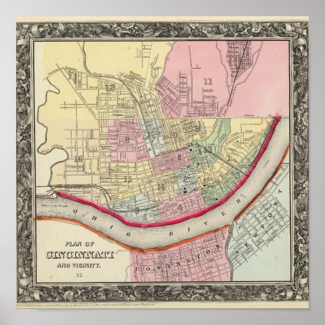 Plan von Cincinnati und Vicinity Poster (Vorne)