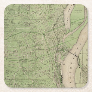 Plan von Dubuque, Dubuque County, Staat von Iowa Rechteckiger Pappuntersetzer